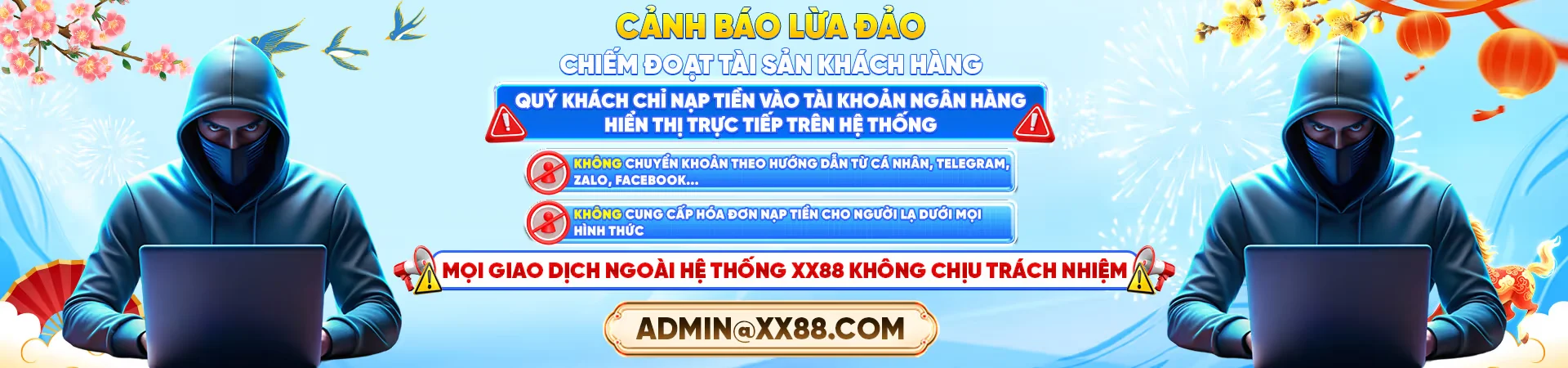 Banner XX88 cảnh báo lừa đảo